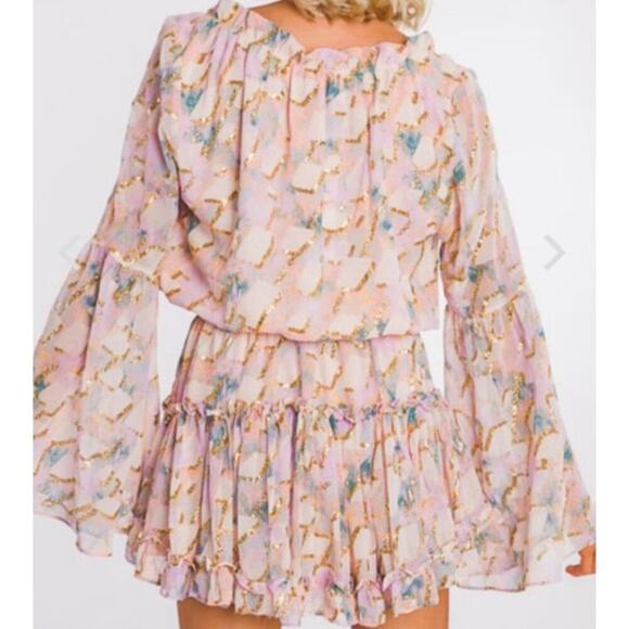 Buddy Love Zozo Magical Elastic Waist Pastel Metallic Tones Dress, M - Picture 11 of 15